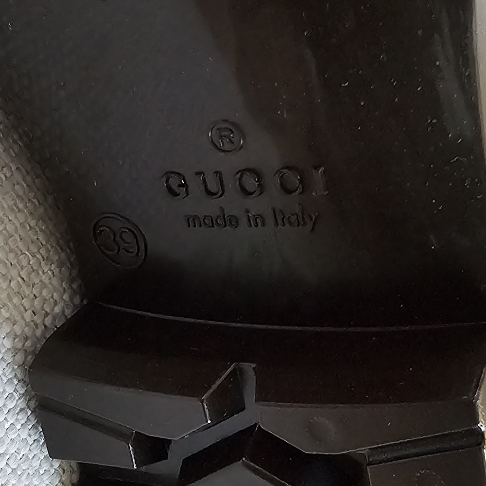Gucci Women's Signature Pattern Rain Boots - Tan and Black - Picture 5 of 8
